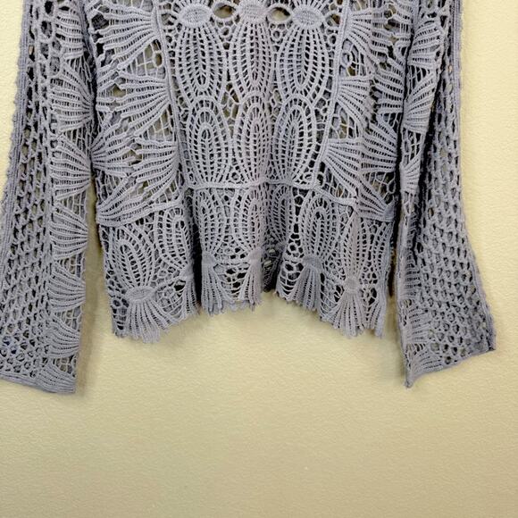 CATO Gray Crochet Knit Cover Cotton Sweater Y2K Retro  Women’s Size L - Picture 8 of 16